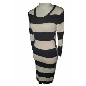Philosophy dress beige black color blocks  midi sz S elegant